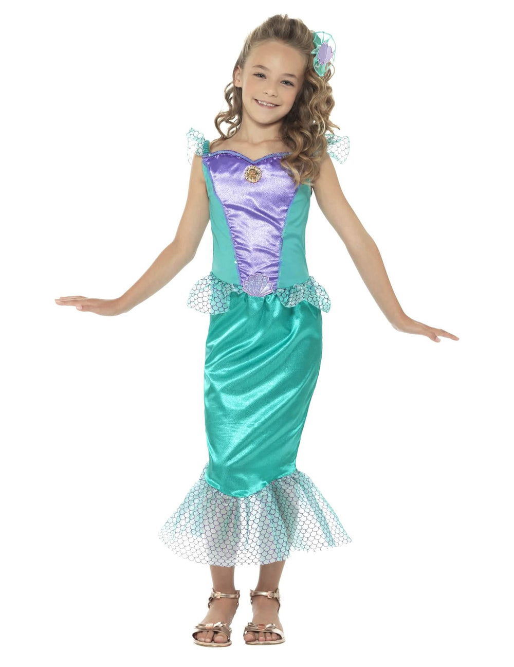 Costum de sirene cu solzi pentru fată turcoaz și mov