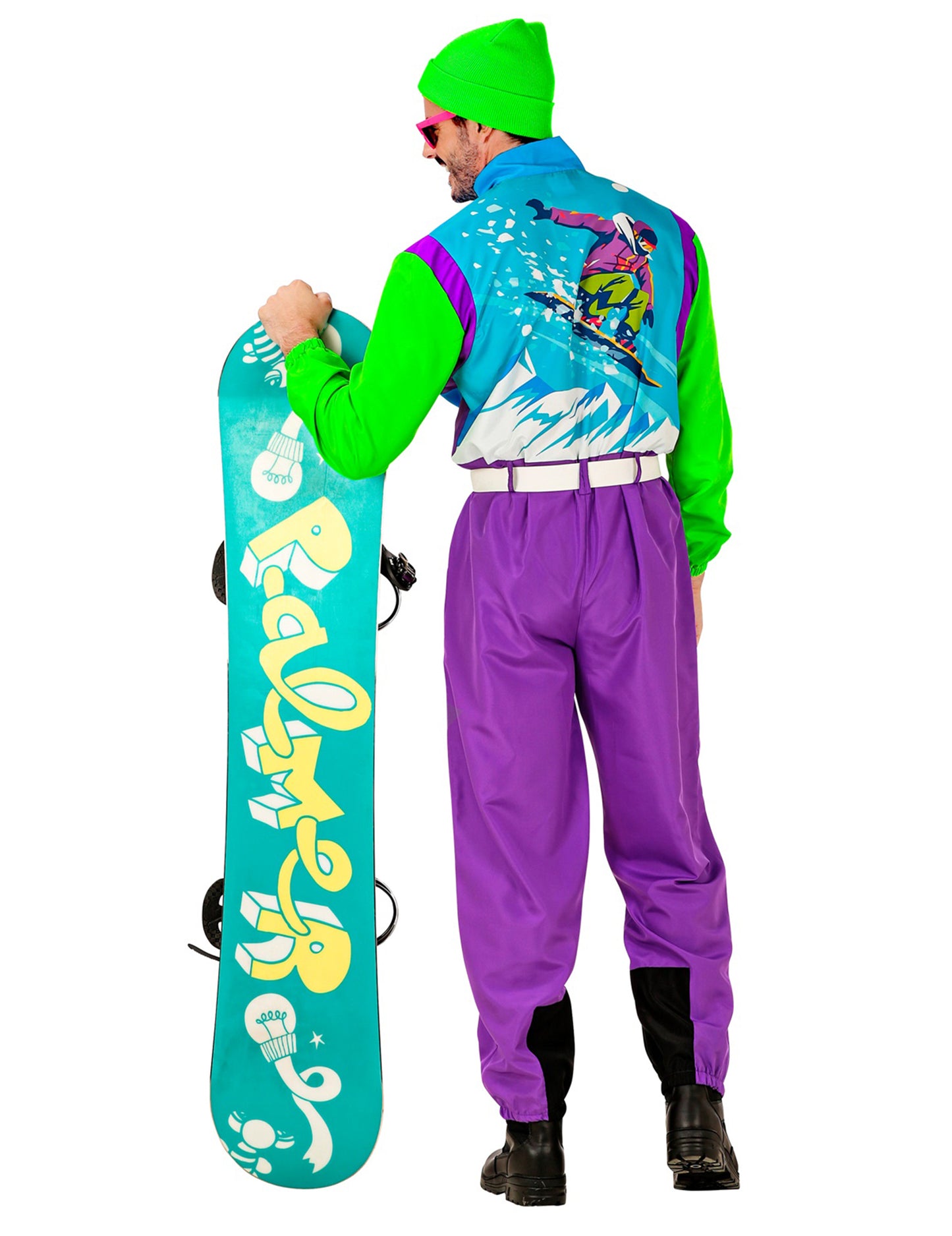 Costum mare de snowboarder fluo pentru adulți