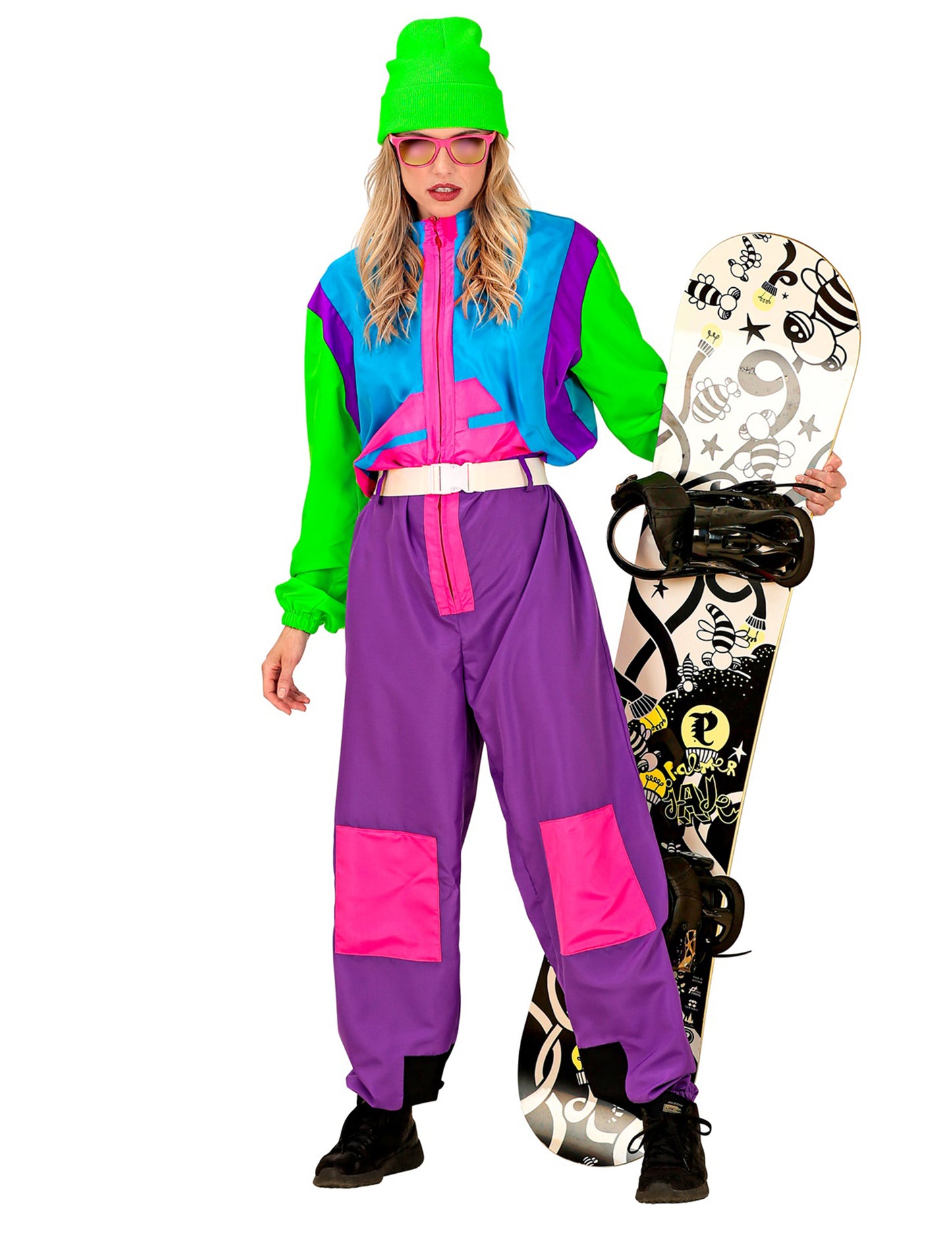 Costum mare de snowboarder fluo pentru adulți