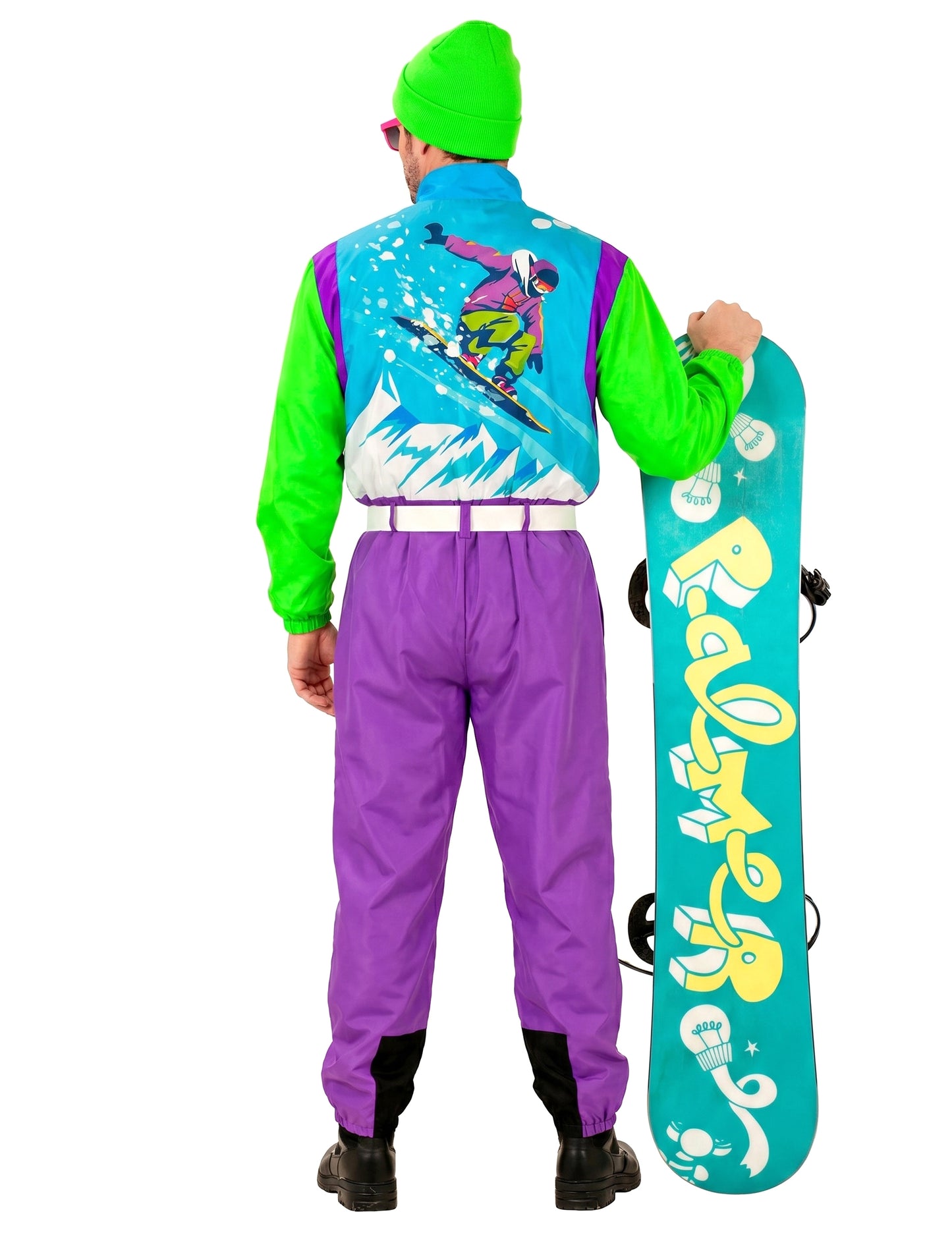 Costum mare de snowboarder fluo pentru adulți