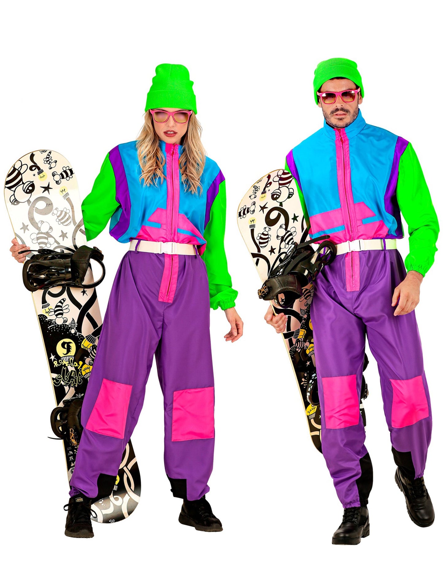 Costum mare de snowboarder fluo pentru adulți