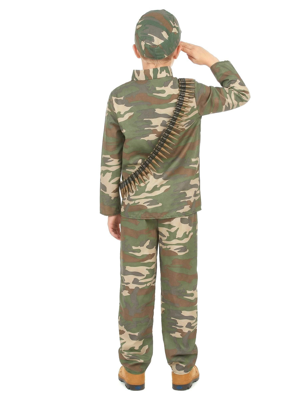 Vedere din spate a costumului de soldat pentru băiat