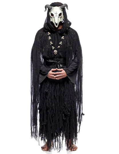 Costum vrăjitor ocult cu mască pentru adulți de lux