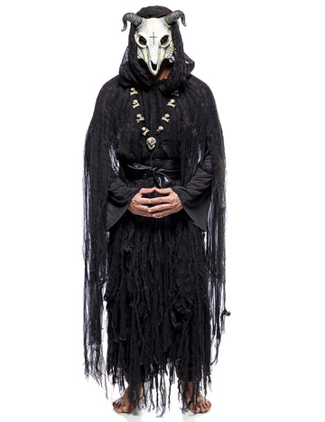 Costum vrăjitor ocult cu mască pentru adulți de lux