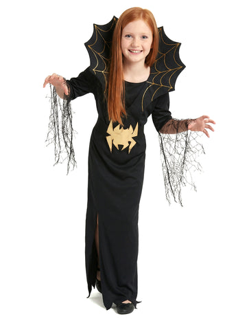 Vue de dos du déguisement de sorcière araignée pour fille