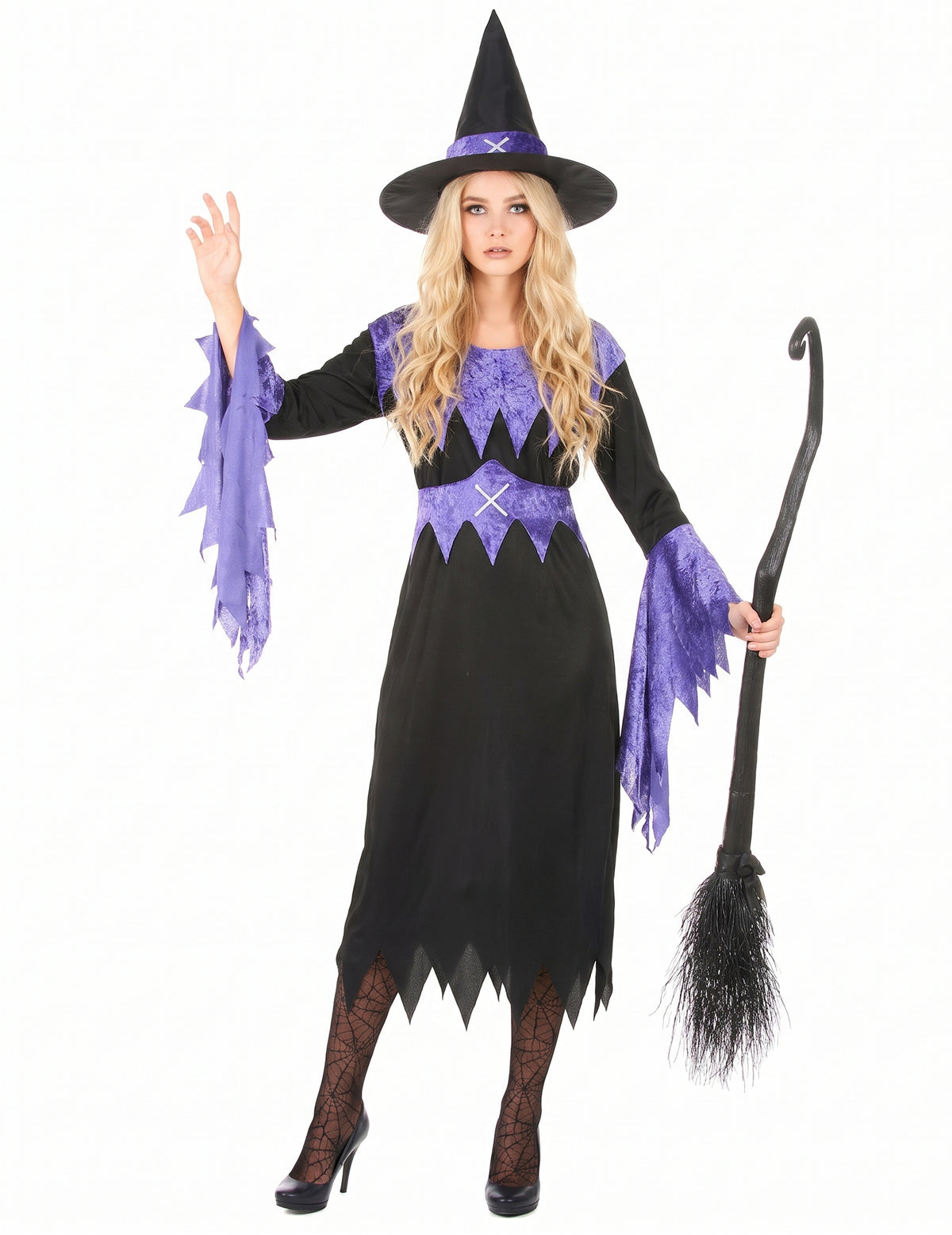 Déguisement sorcière violette avec chapeau femme Halloween
