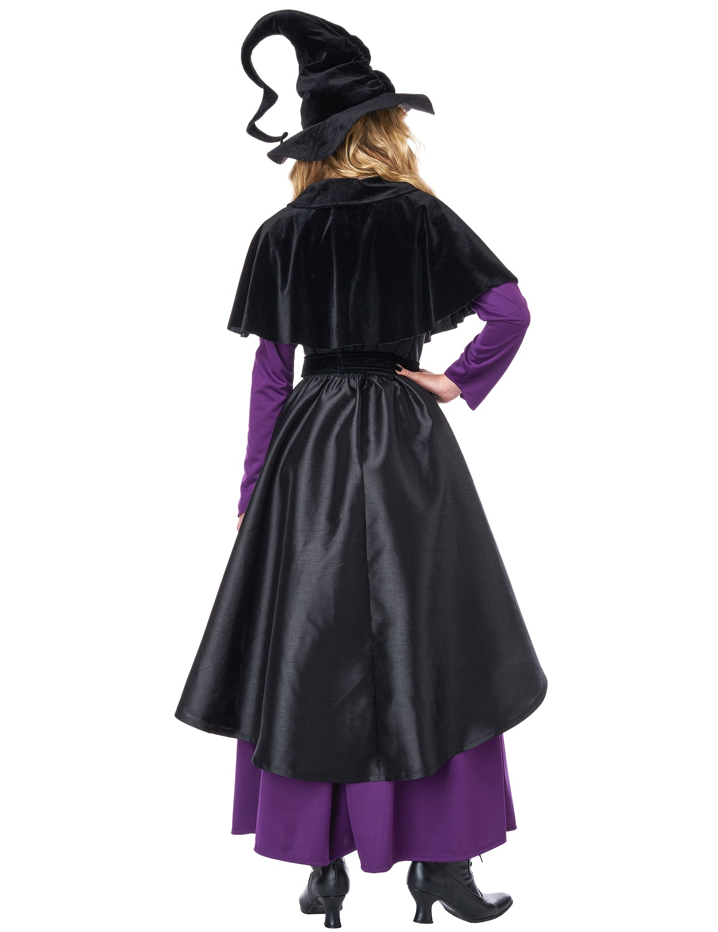 Déguisement sorcière noire et violette luxe femme