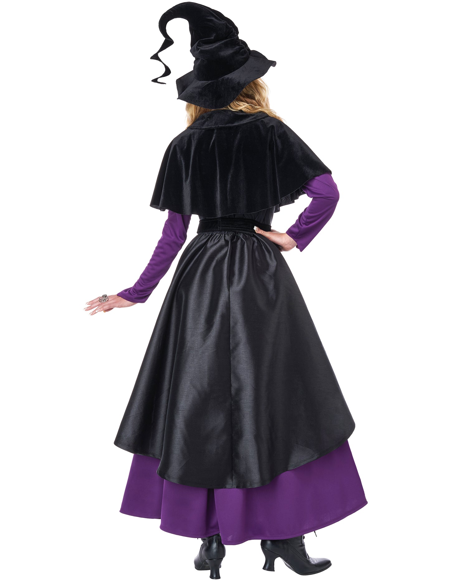 Déguisement sorcière noire et violette luxe femme