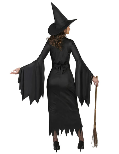 Vue de dos du déguisement de sorcière noire sexy