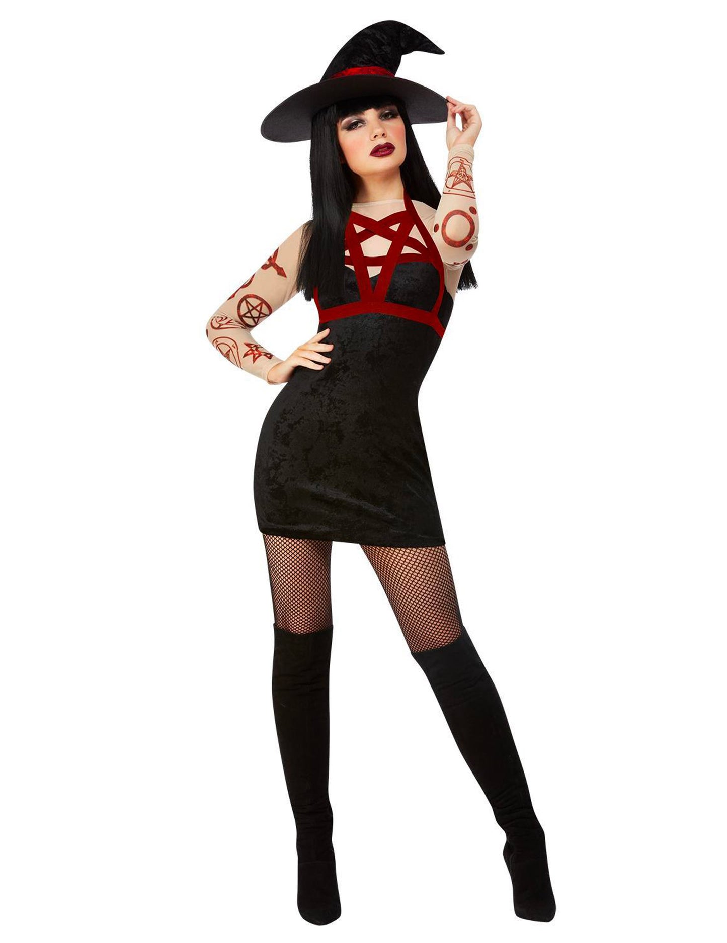 Costum de vrăjitoare satanică neagră femeie sexy