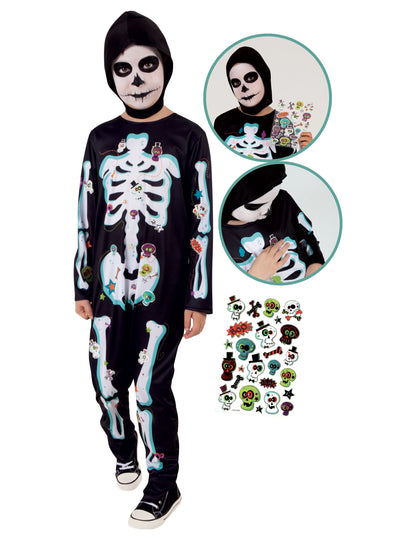 Deghizare schelet cu broșura autocolantului pentru copii