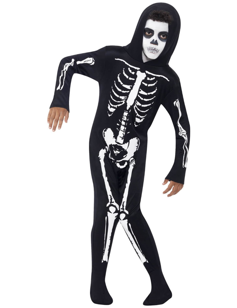 Costum combinat de schelet pentru copil negru cu glugă