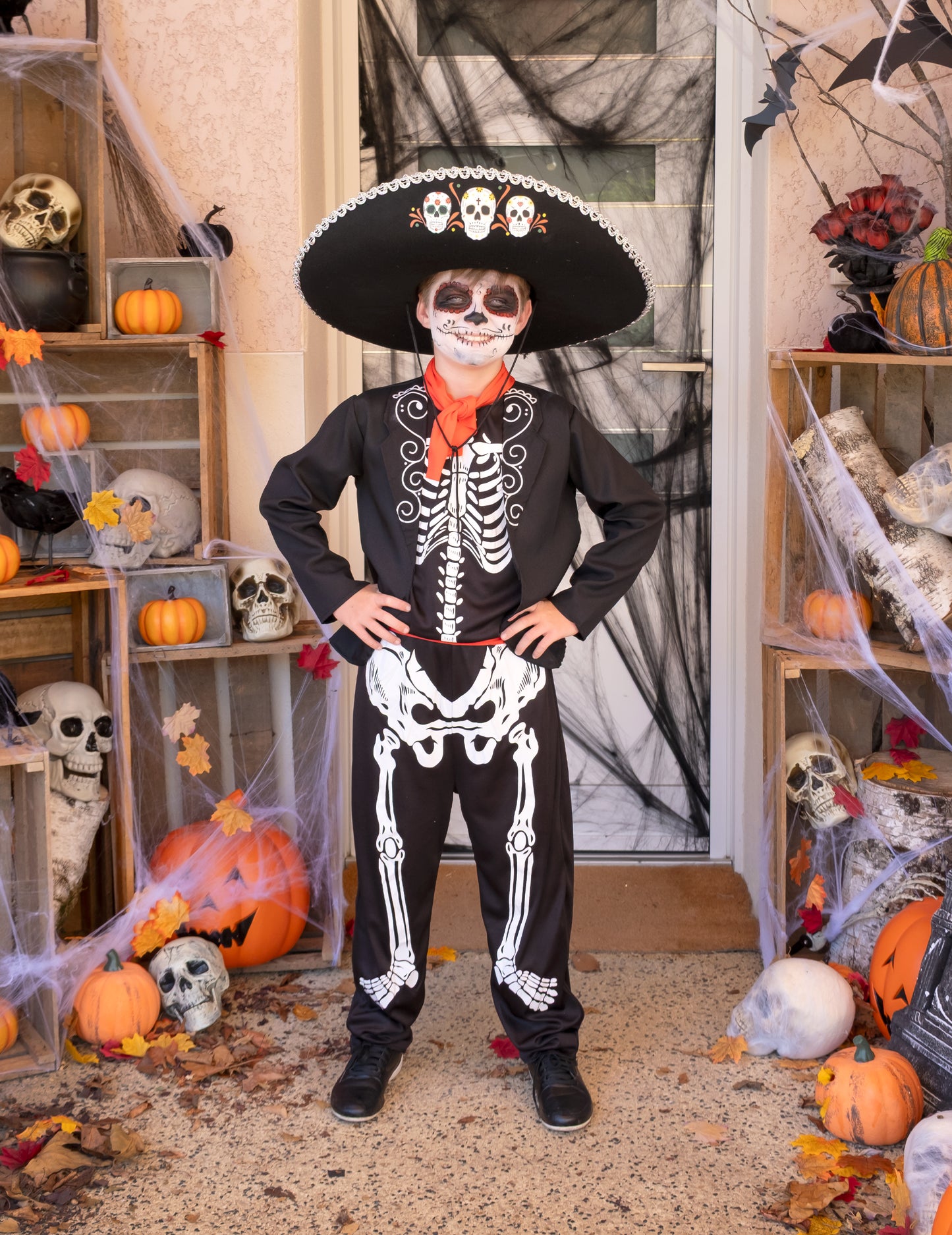 Costum de băiat schelet dia de los muertos