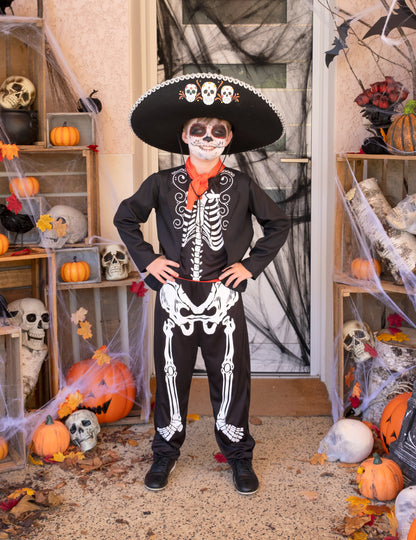 Costum de băiat schelet dia de los muertos