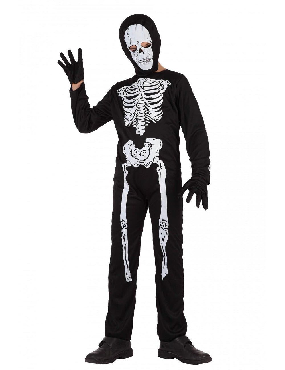 Costum de schelet halloween pentru copil alb și negru