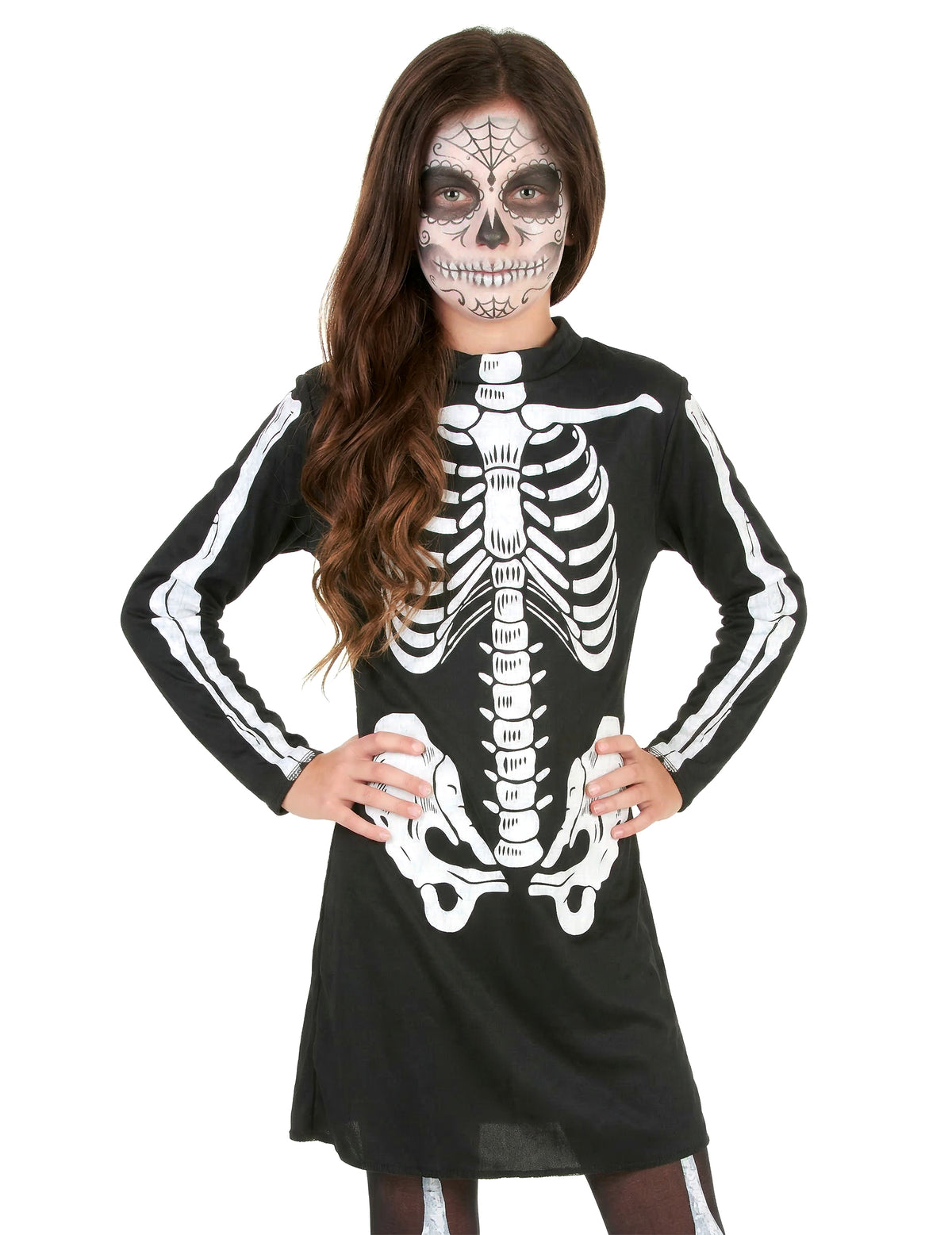 Vue du buste du déguisement de squelette Halloween