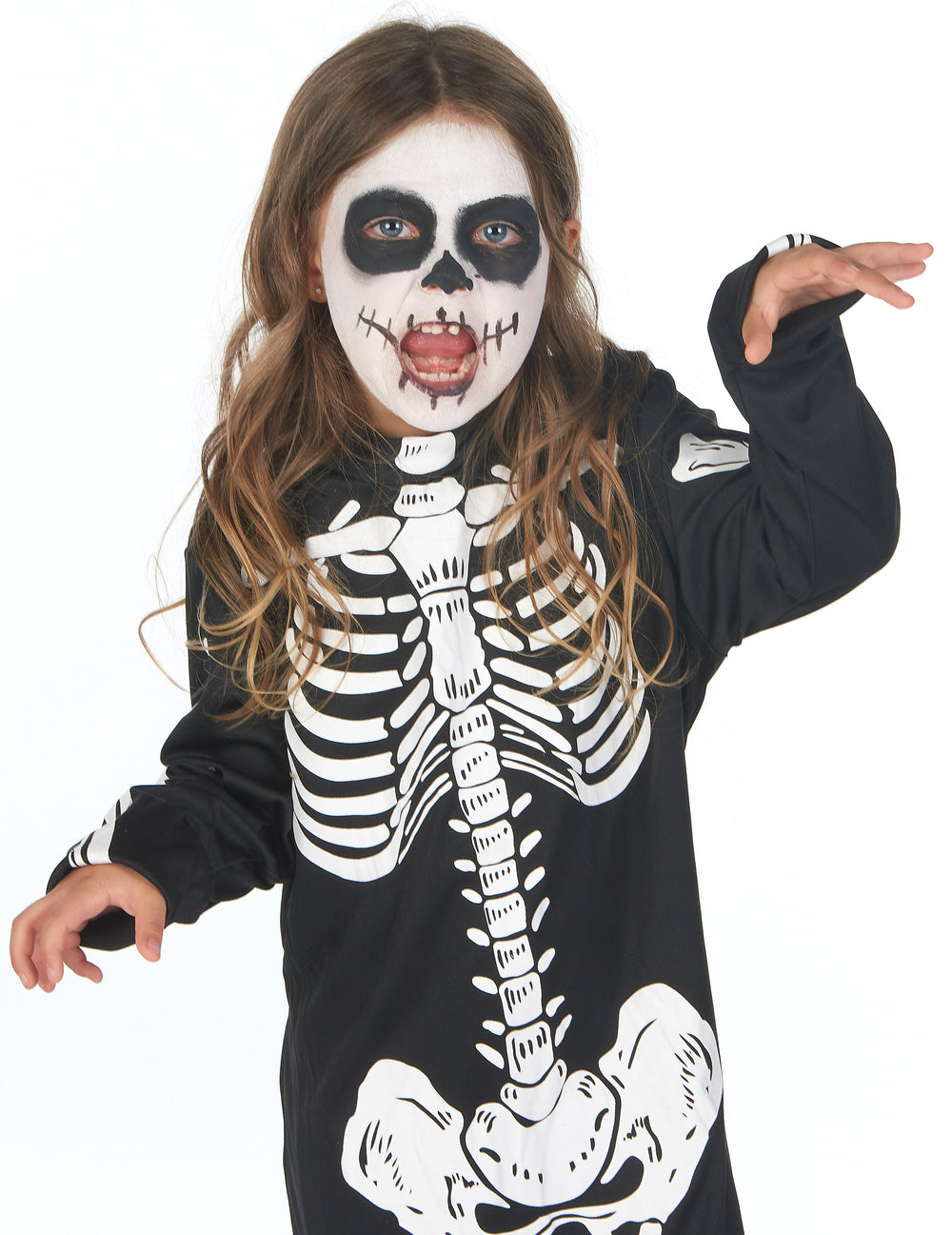 Vue de face du haut du déguisement de squelette Halloween