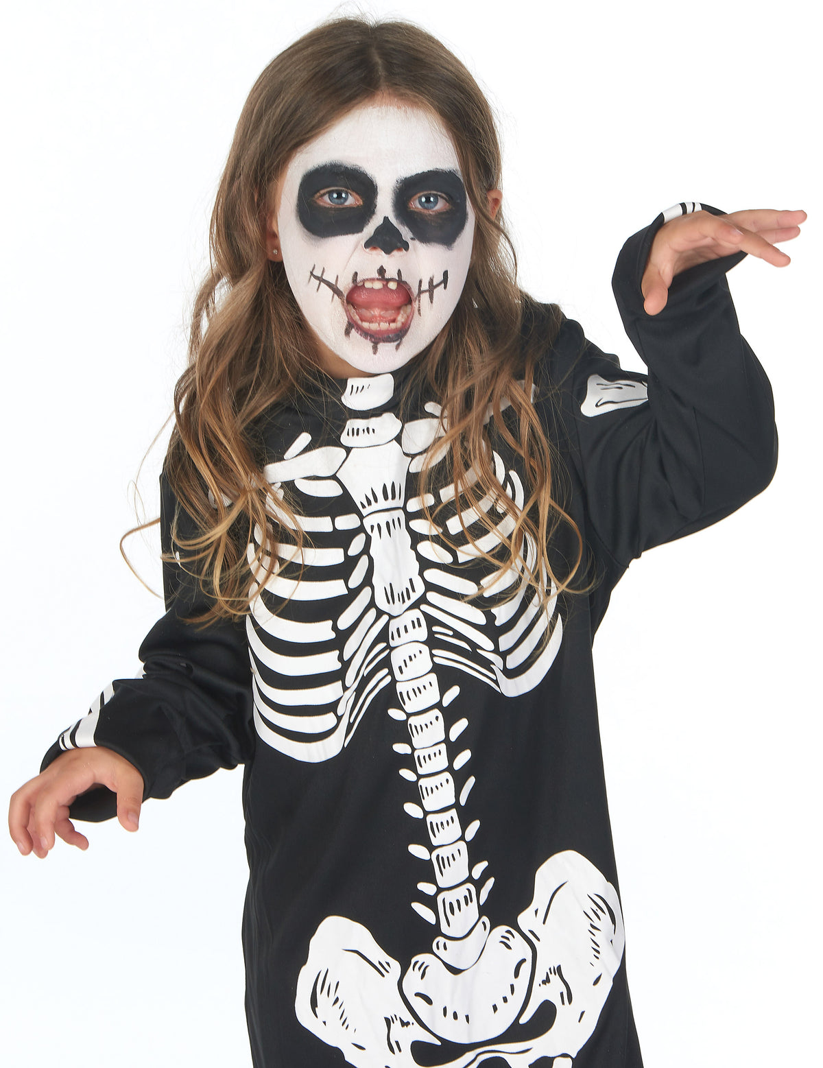 Vue de face du haut du déguisement de squelette Halloween