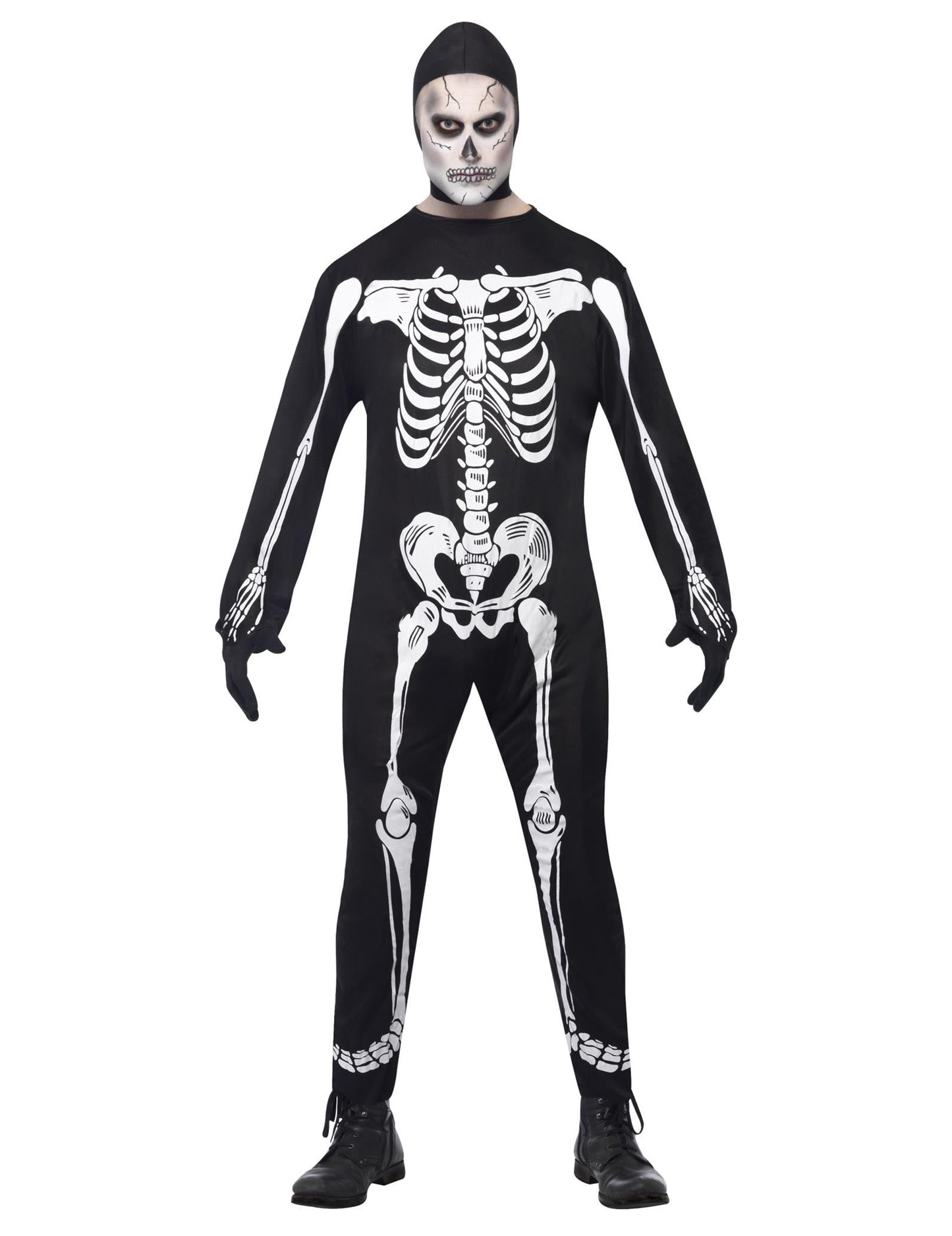 Costum de schelet pentru bărbați cu capotă de Halloween