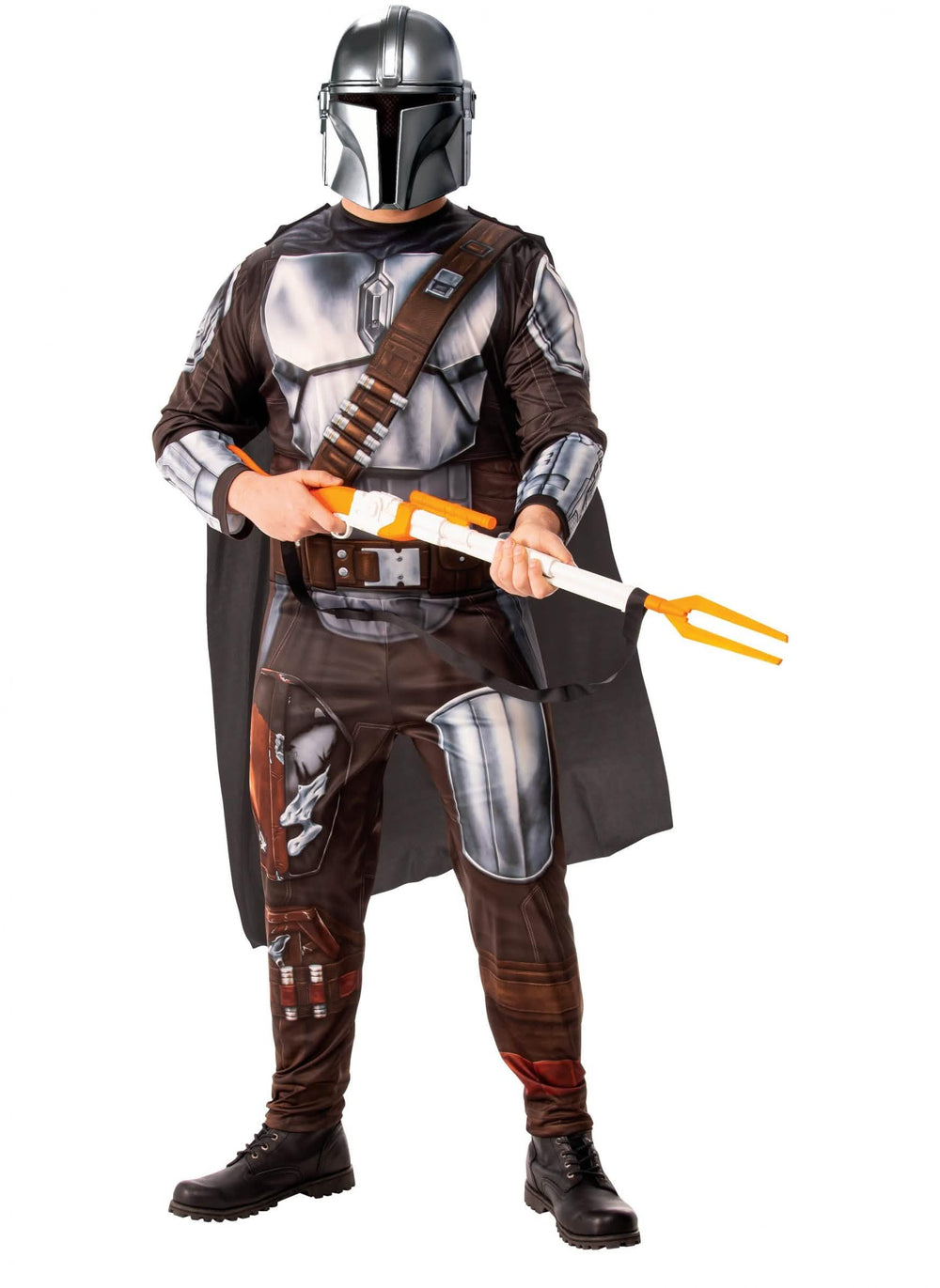 Costum Star Wars - The Mandalorian pentru adult maro și gri cu pelerină și mască