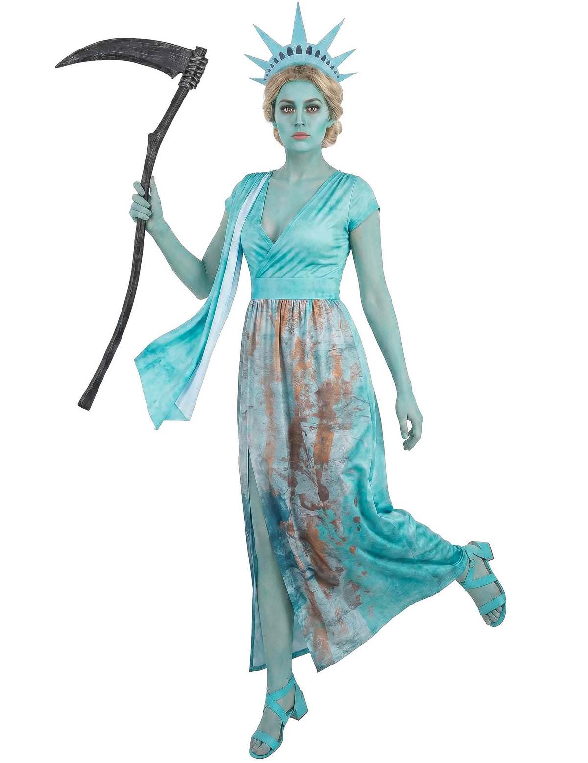 Déguisement statue de la liberté sanglante femme