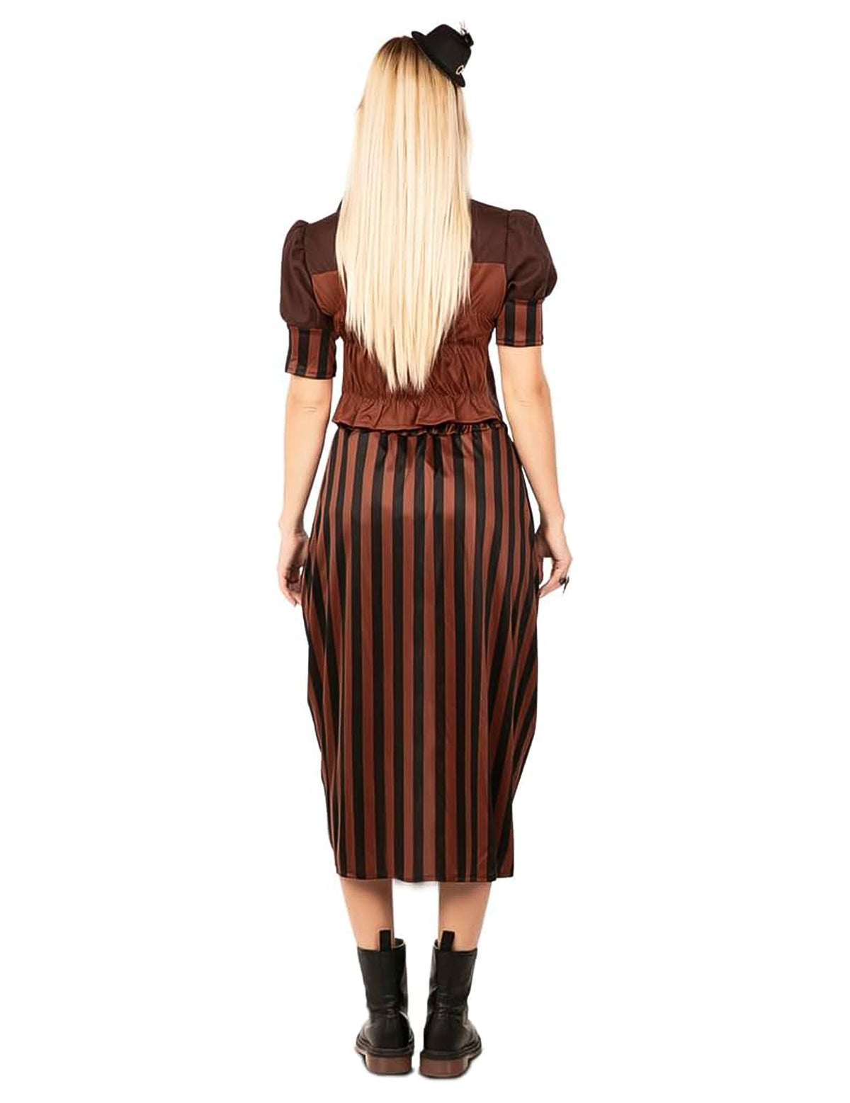 Vue de dos du déguisement steampunk pour femme