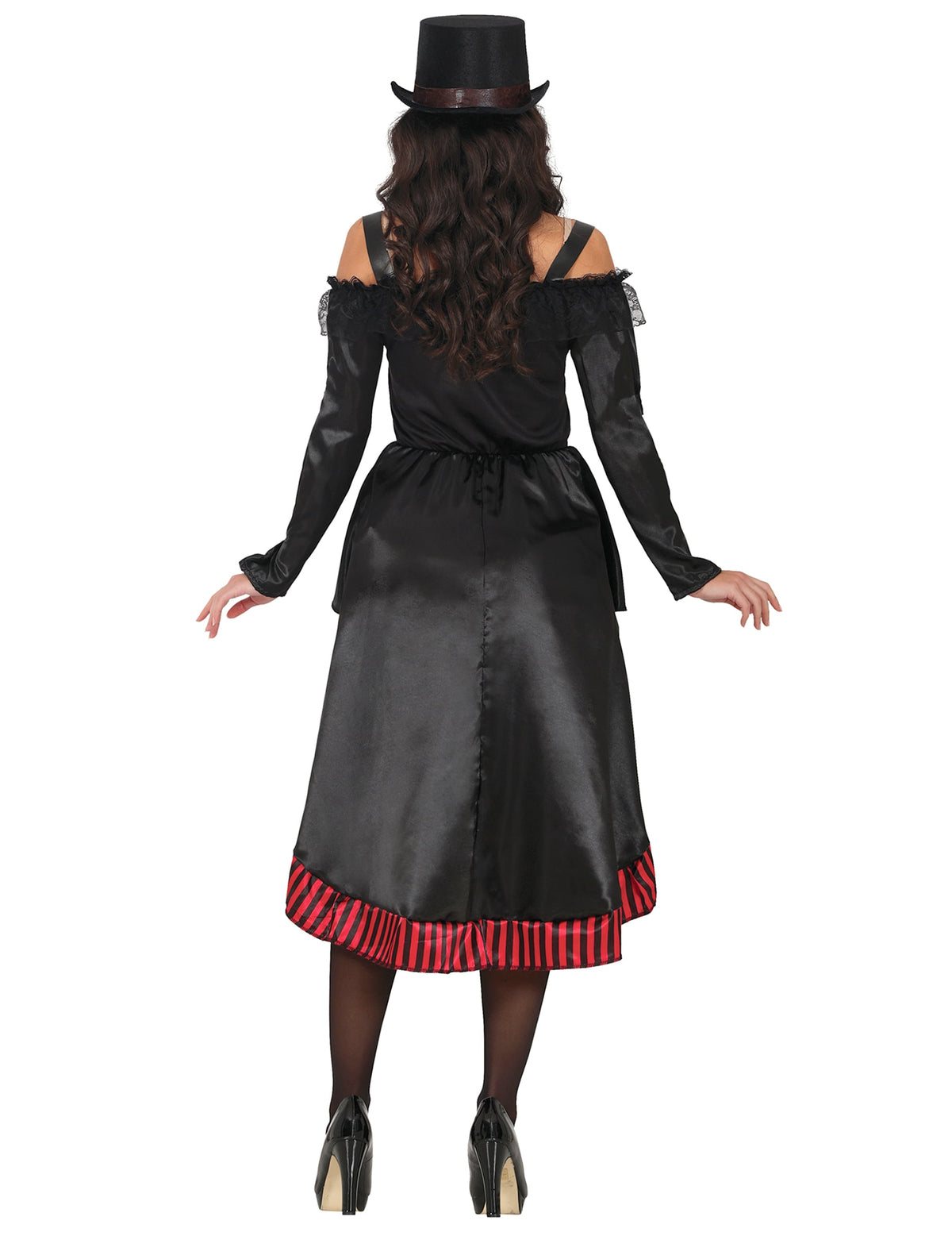 Vue de dos du déguisement steampunk gothique pour femme