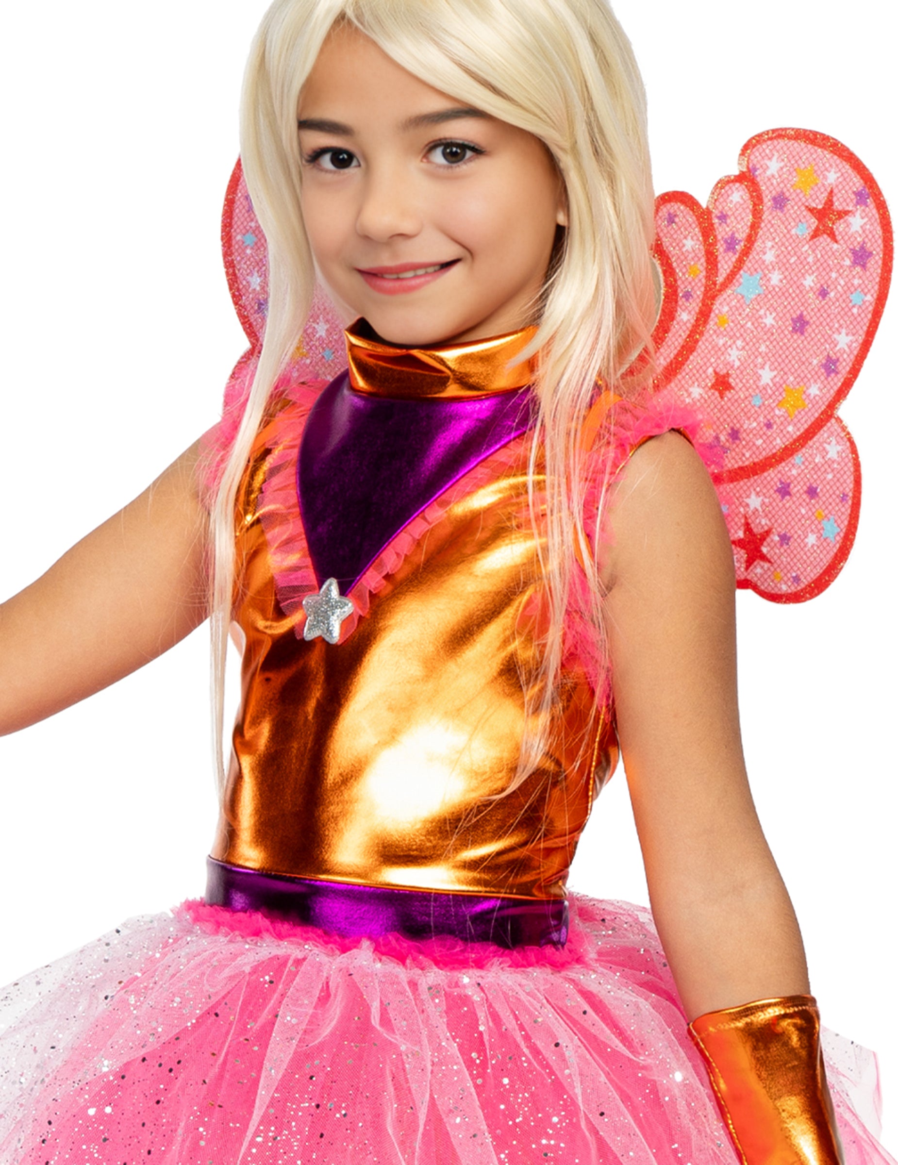 Gros plan sur le bustier du déguisement Stella Winx™ pour fille