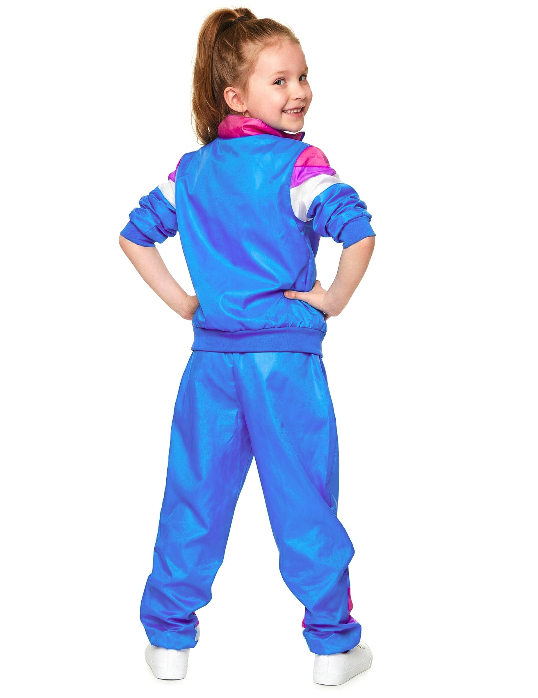 Vue de dos du déguisement survêtement années 80 pour fille