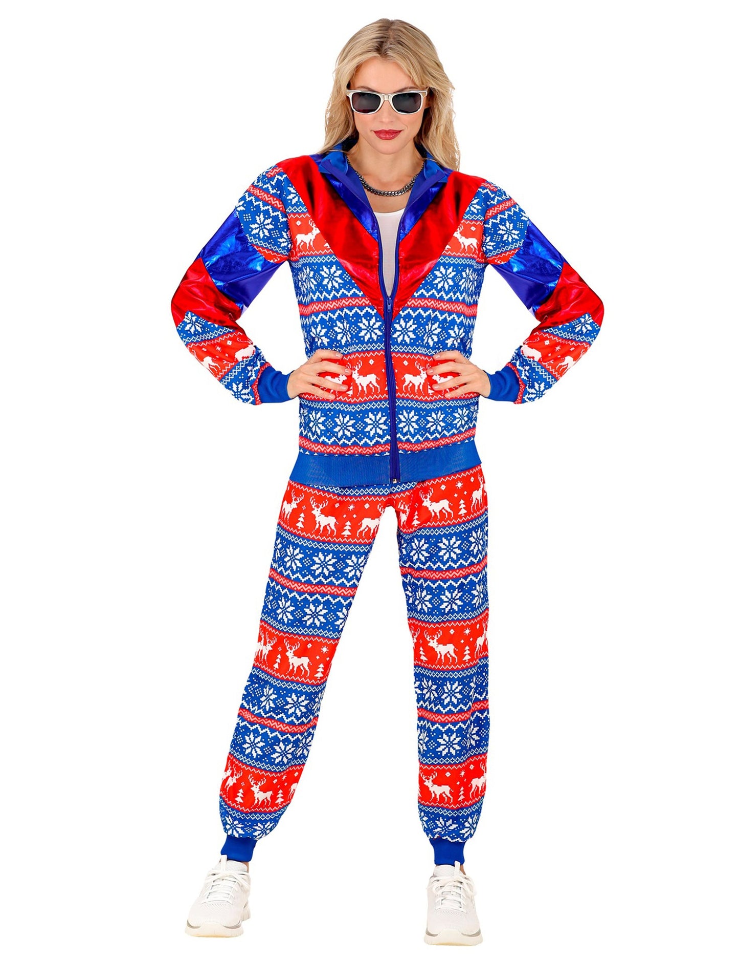 Costum de trening de Crăciun albastru și roșu pentru adult