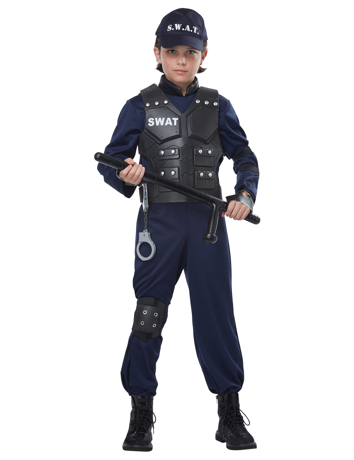 Vue de face du déguisement SWAT luxe pour enfant