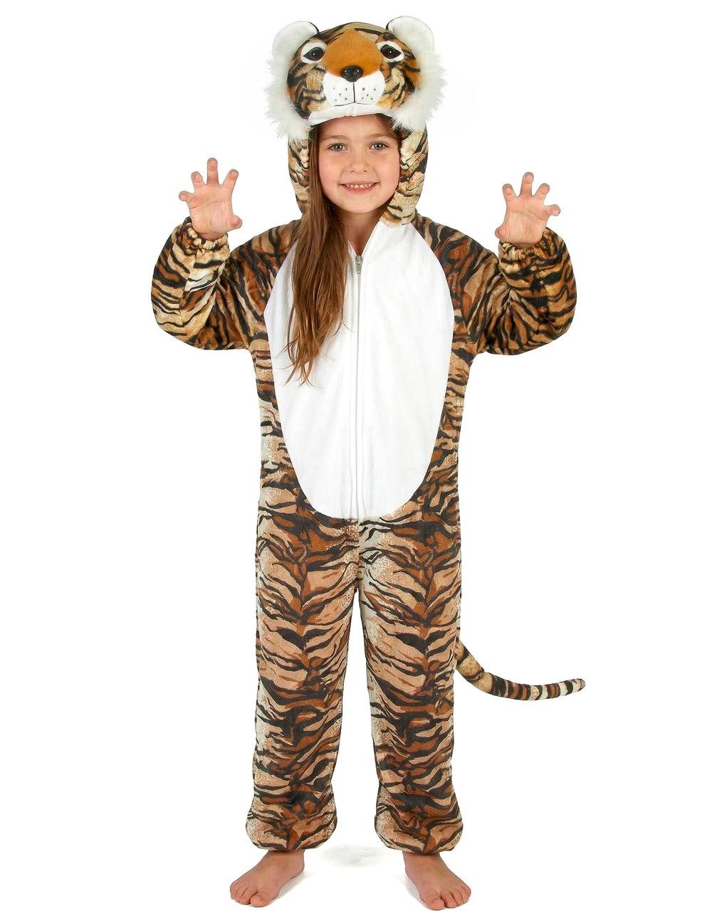 Vue de face du déguisement tigre réaliste pour enfant