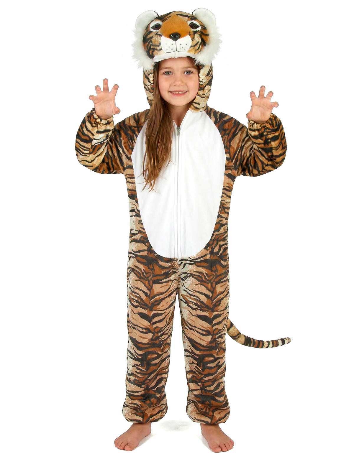 Vue de face du déguisement tigre réaliste pour enfant