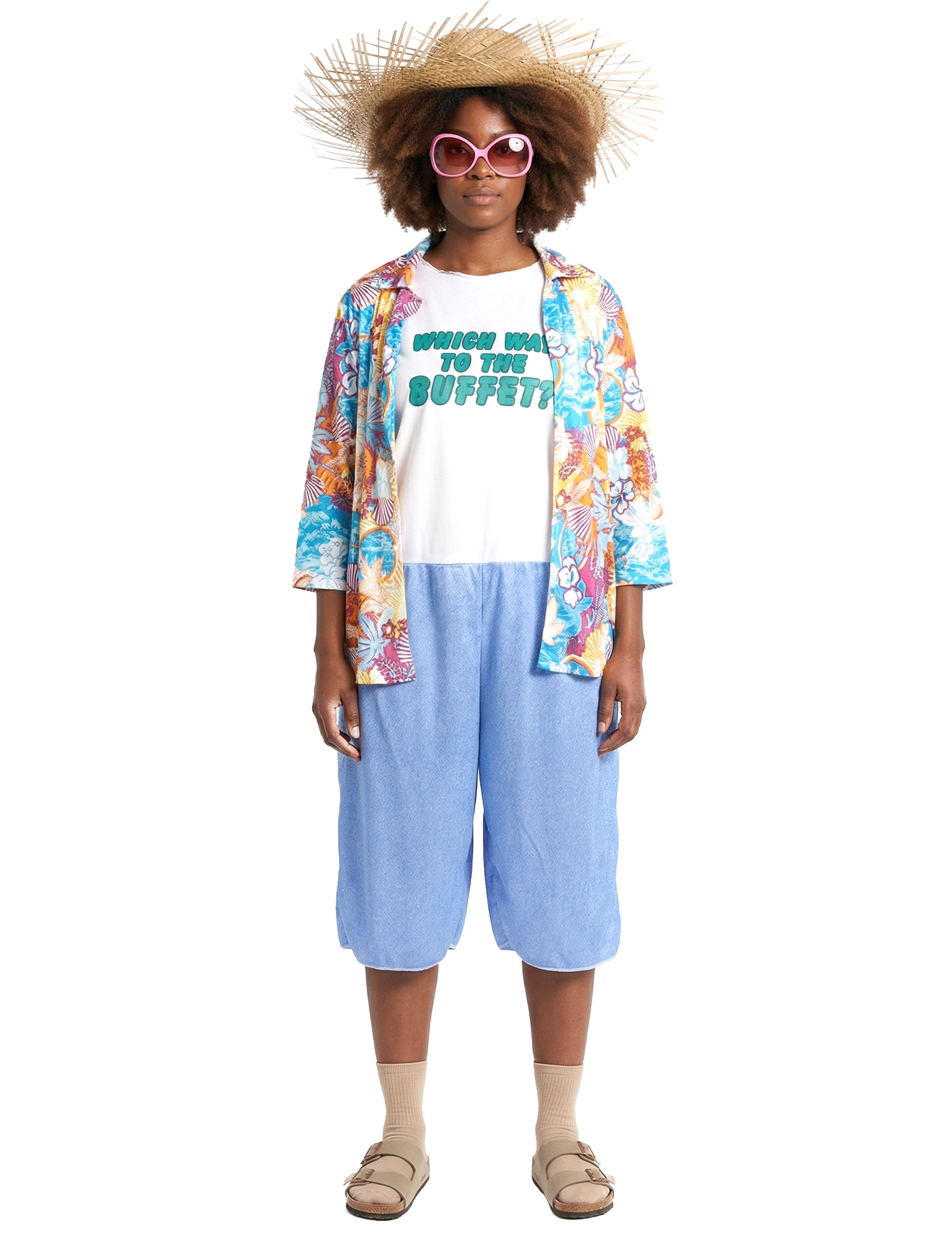 Vue de face du déguisement de touriste kitsch pour adulte