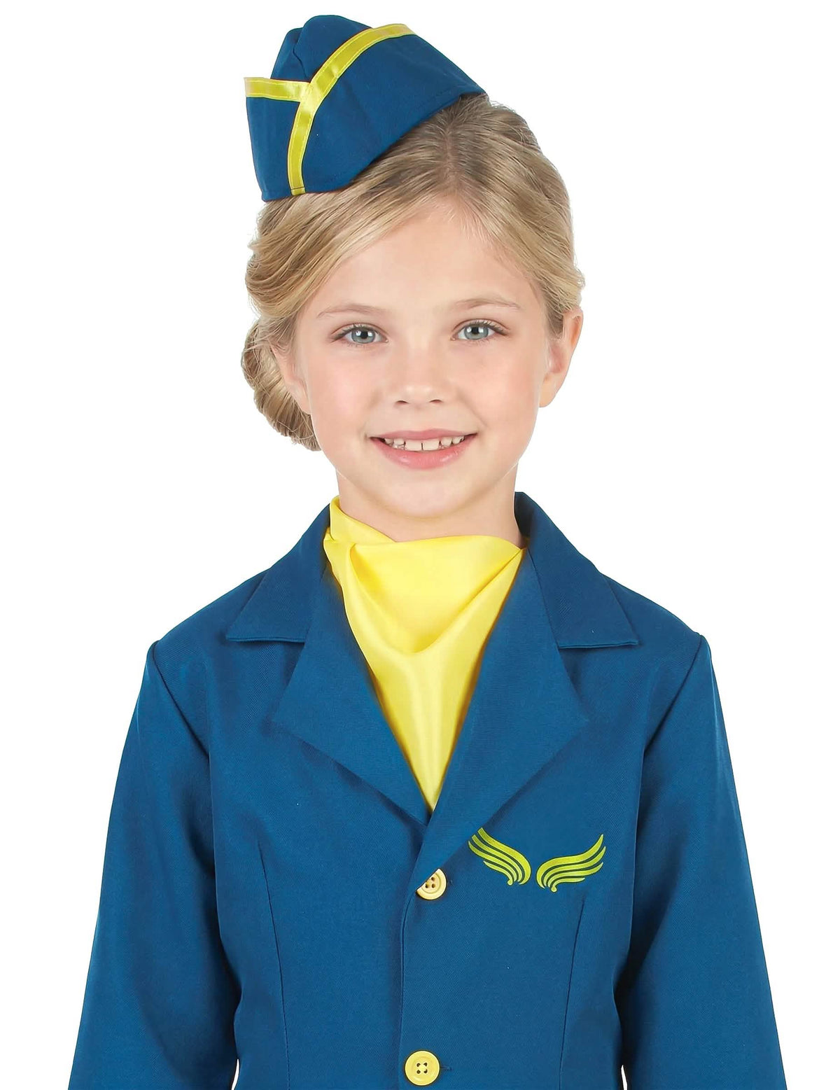 Prim-plan pe boneta și eșarfa costumului uniformă de însoțitoare de bord