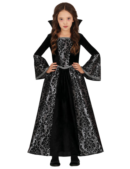 Déguisement de vampire pour fille noir et argent
