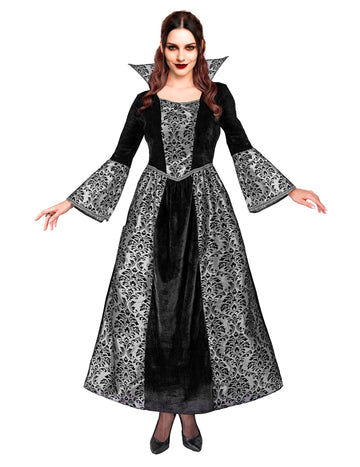 Costum de vampiri baroci negru și argintiu pentru femei