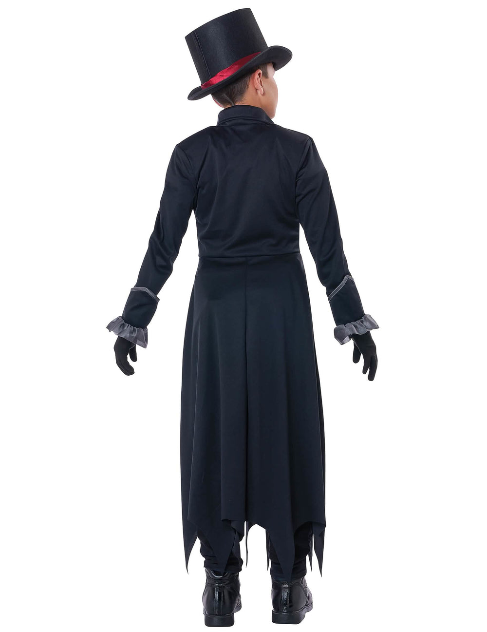 Costum de vampir gotic lux pentru băiat negru cu pălărie de top
