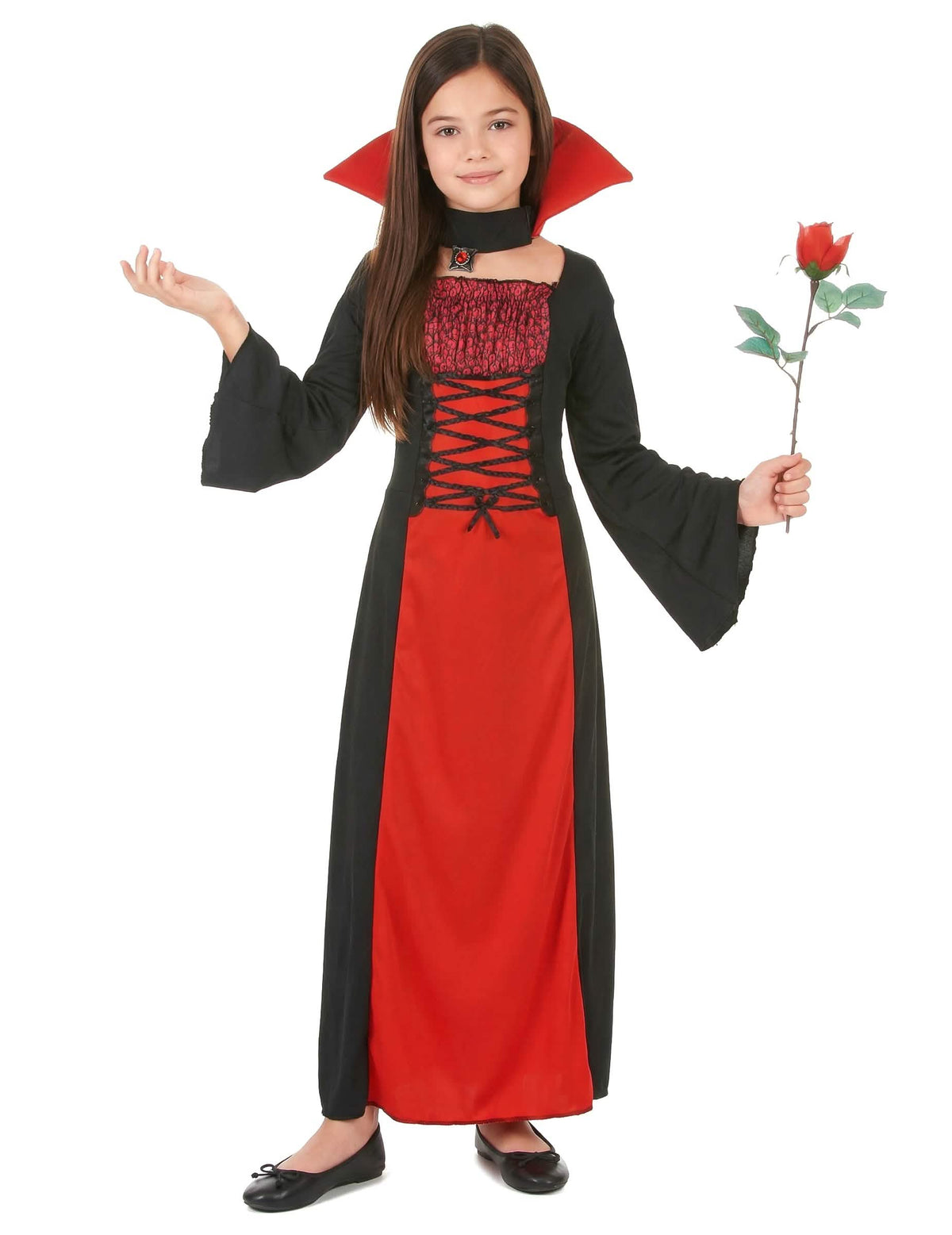 Vedere din spate a costumului lung de vampir pentru fată