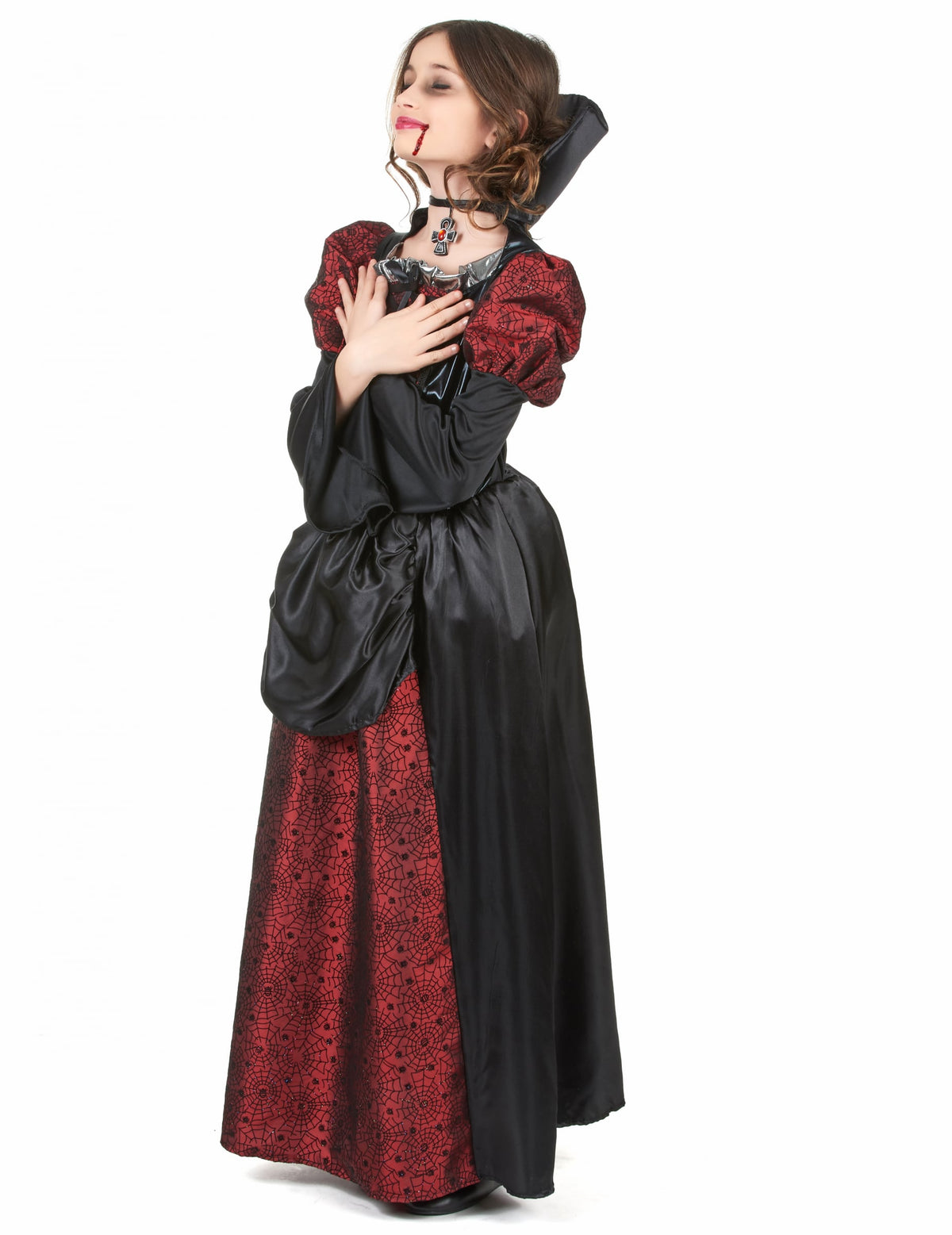 Vue de profil du déguisement vampire manches bouffantes
