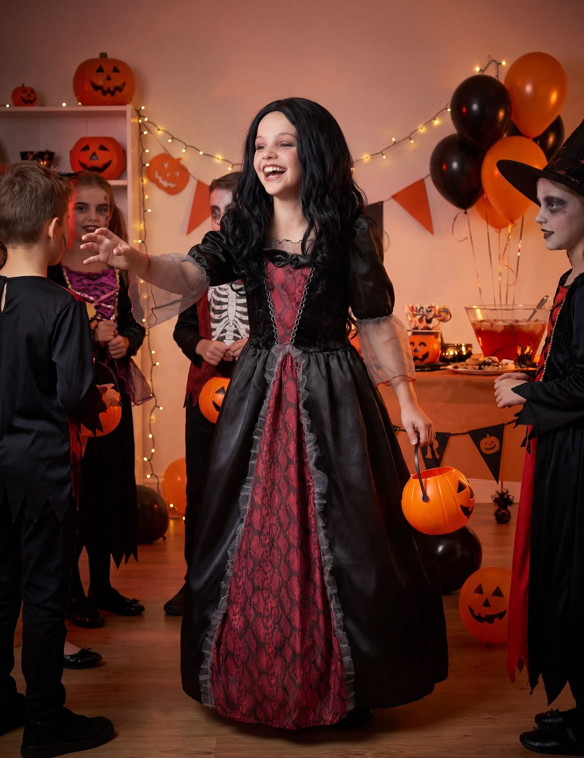 Amenajare de halloween pentru costum de vampir pentru fată