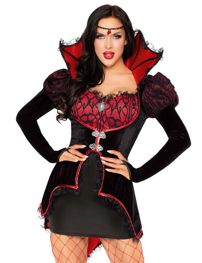 Déguisement vampire sexy rouge et noir femme