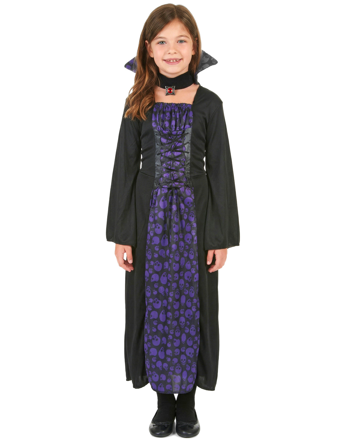 Vue de face du déguisement de vampire pour fille