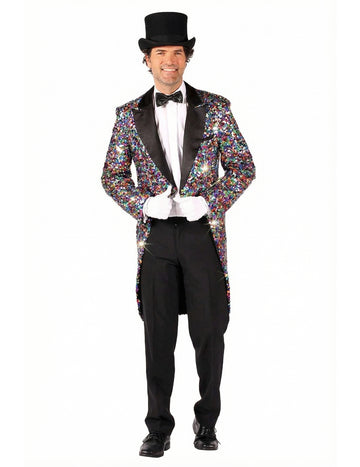 Costum de jachetă de carnaval cu paiete multicolore pentru bărbați