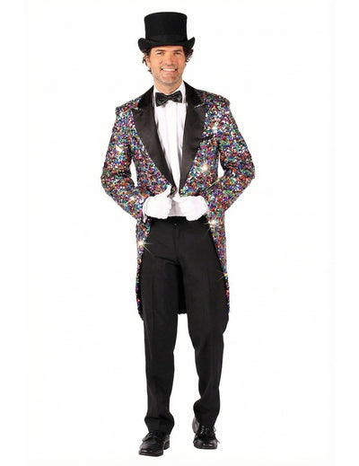 Déguisement veste Carnaval à paillettes multicolore homme