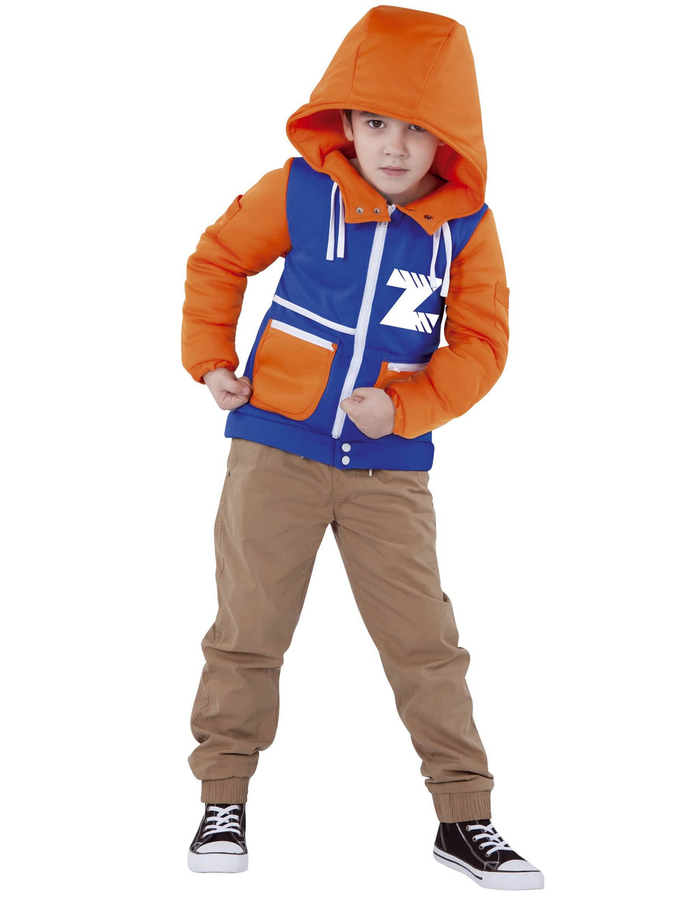 Costum vestă Invizimals™ pentru copil albastru și portocaliu cu glugă