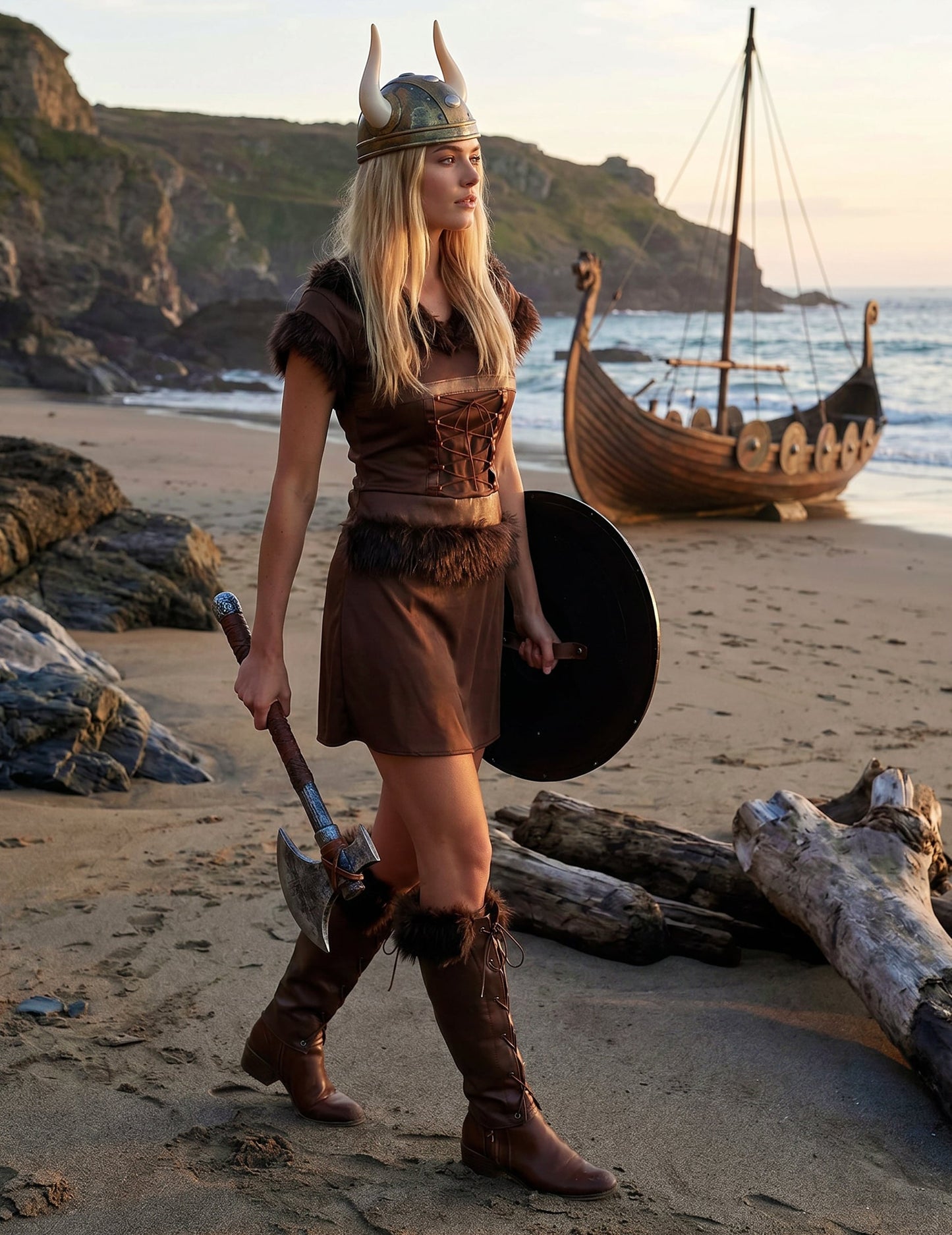 Déguisement Viking Sexy marron Femme