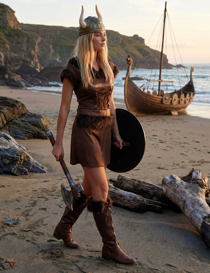 Déguisement Viking Sexy marron Femme