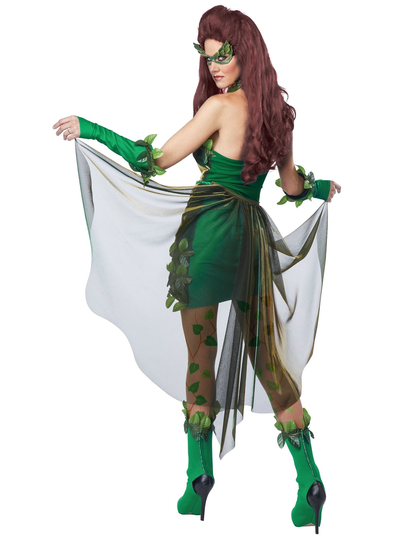 Vue de dos du déguisement vilaine empoisonneuse pour femme vert
