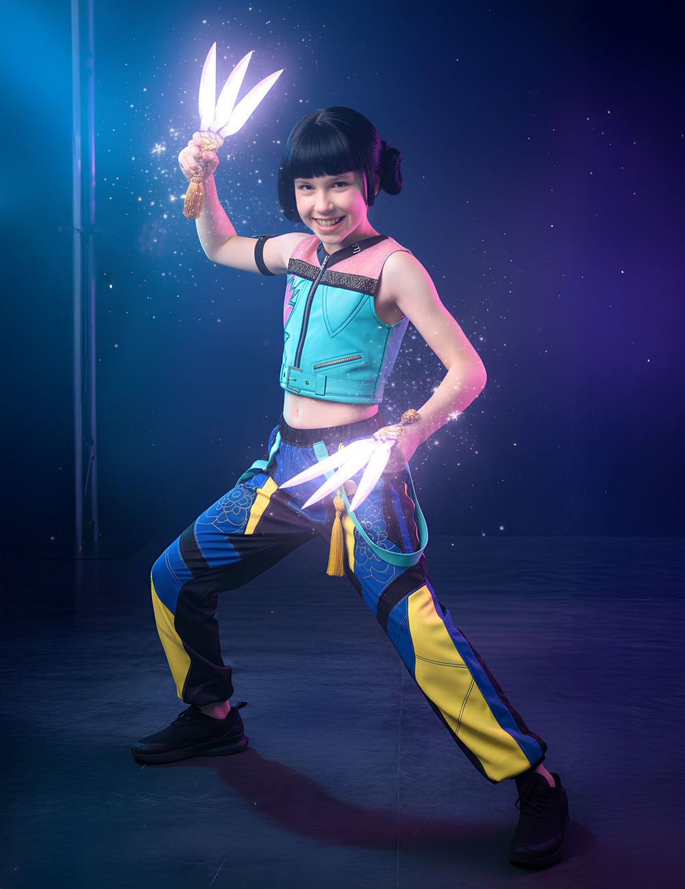 Mise en situation du déguisement Zoey Kpop Demon Hunter™ pour fille